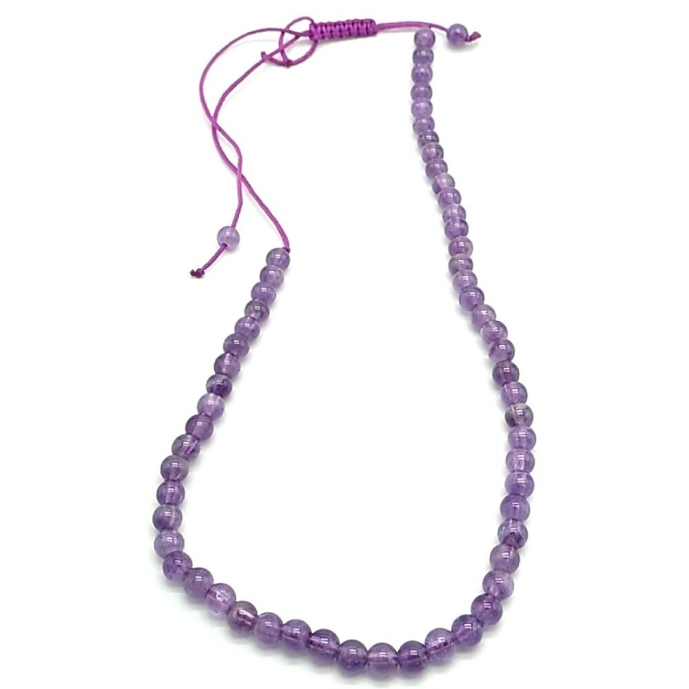Adjustable Amethyst Beaded Necklace Unisex
